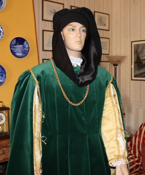 Abito Storico ABITI STORICI 1400 UMANESIMO PRIMO RINASCIMENTO VESTITO STORICO MASCHILE 1400 ART QM003 realizzato su misura a mano